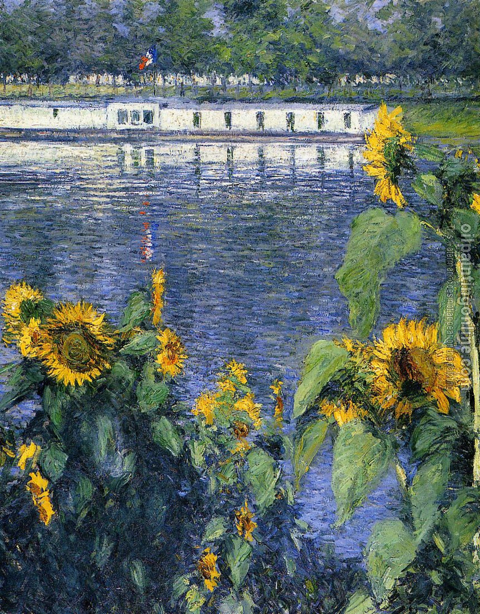Gustave Caillebotte - Sunflowers on the Banks of the Seine